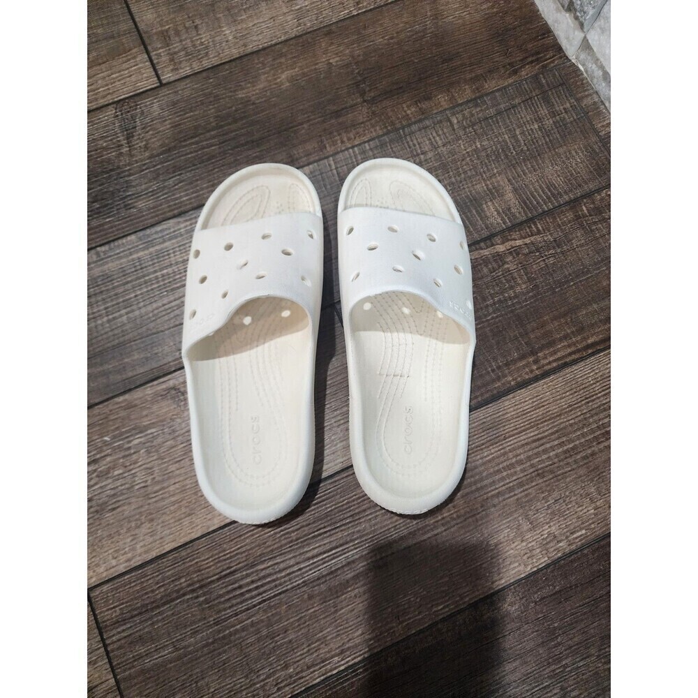 Crocs Classic V2 Slide White 209401 Unisex sandals Mens 6 Womens 8